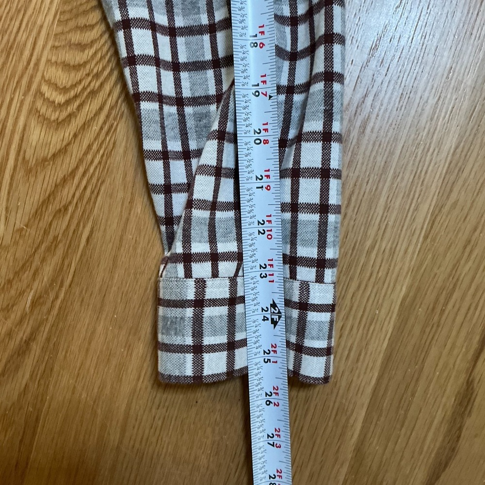 Vince Heavyweight Flannel Shirt XL Brown Beige Plaid Cotton Button Up Overshirt - Picture 7 of 7